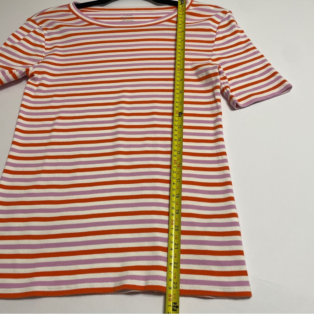J Crew Tee Shirt Womens Medium Perfect Fit Cotton Striped Short Sleeve Casual - Picture 6 of 8